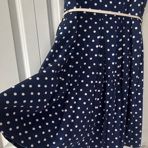 Liz Claiborne Navy and White Polka Dot Midi Dress - Picture 7 of 7